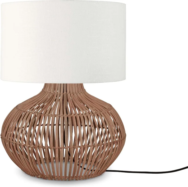 Tafellamp Kalahari - Wit/Rotan - Ø32cm - Modern by Good&Mojo in White – product photo