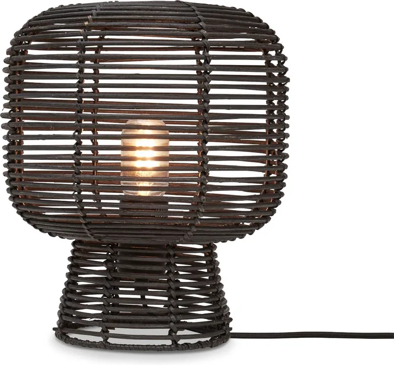 Tafellamp Tanami - Rotan - Ø27cm - Modern fra GOOD&MOJO i Sort – produktbillede