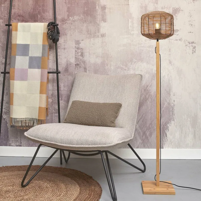 Tanami vloerlamp, kap 25 x 20 cm, naturel de GOOD&MOJO en Naturel – photo du produit 2 sur 5