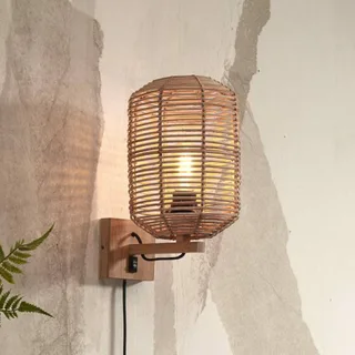 Tanami wandlamp, 18 x 25 cm, naturel van GOOD&MOJO in Naturel, Zwart – productfoto 1 van 5