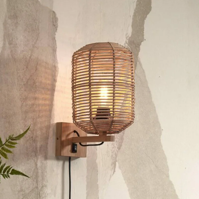 Tanami wandlamp, 18 x 25 cm, naturel van GOOD&MOJO in Naturel, Zwart – productfoto 1 van 5
