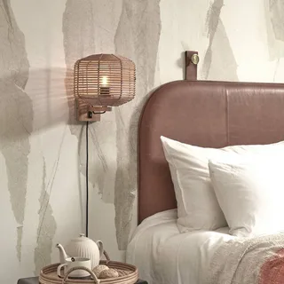 Tanami wandlamp met stekker 25 x 20 cm naturel van GOOD&MOJO in Naturel, Zwart – productfoto 3 van 5