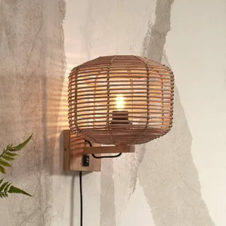Tanami wandlamp met stekker 25 x 20 cm naturel van GOOD&MOJO in Naturel, Zwart – productfoto 1 van 5