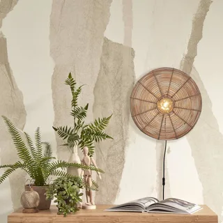 Tanami wandlamp, naturel, Ø 40 cm fra GOOD&MOJO i Natur, Sort – produktbillede 1 af 5