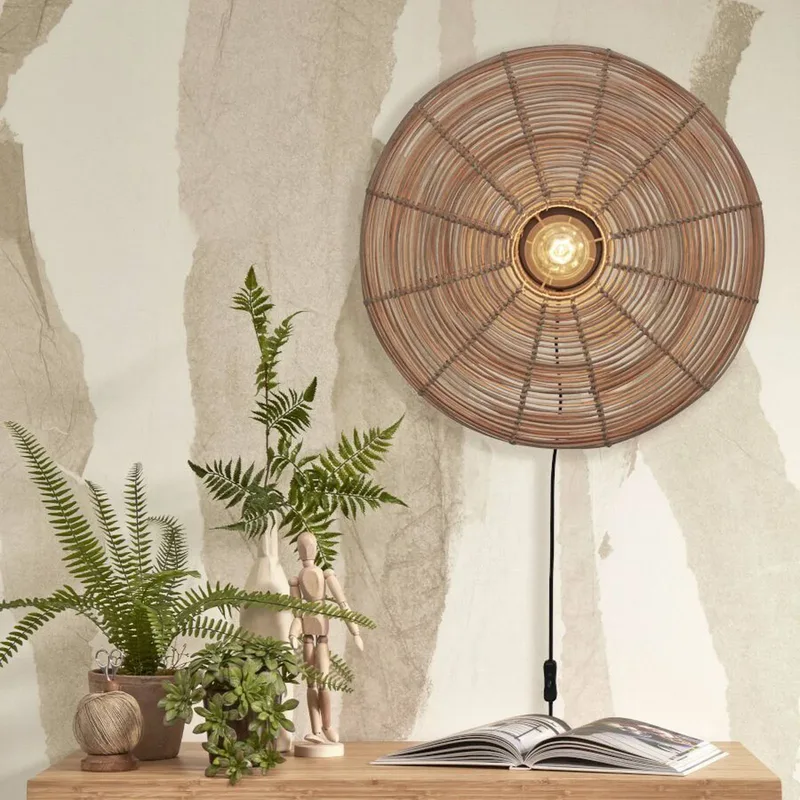 Tanami wandlamp, naturel, Ø 55 cm by GOOD&MOJO in Natural, Black – product photo 1 of 5