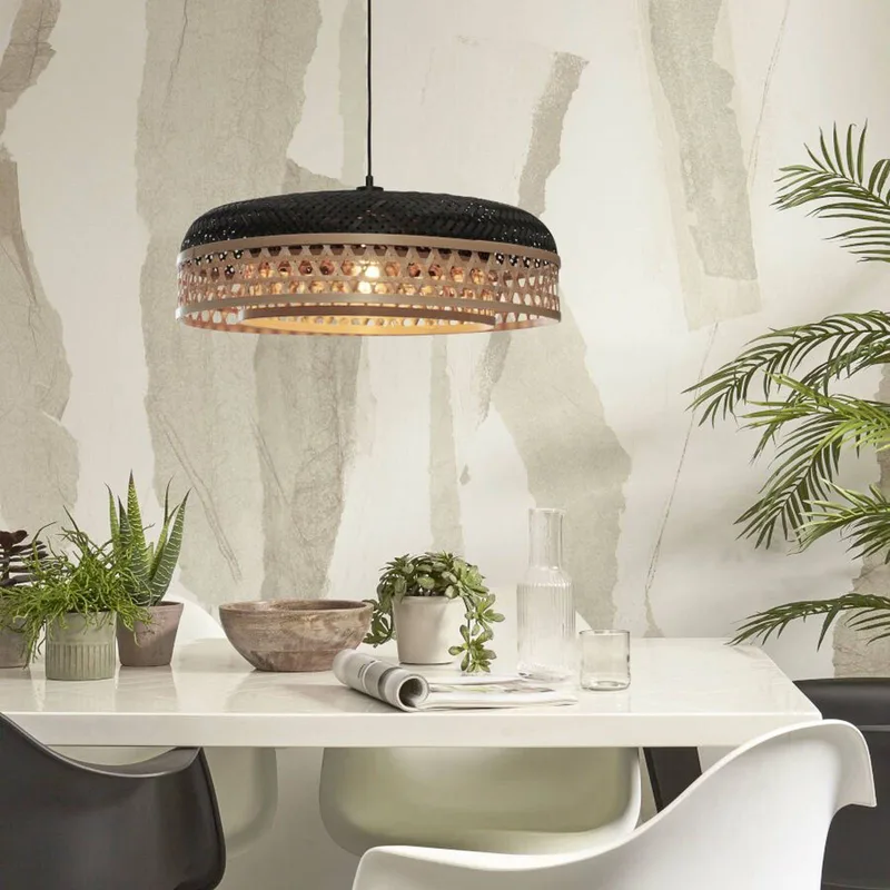 Ubud hanglamp Ø 60 cm naturel/zwart van GOOD&MOJO in Naturel, Zwart – productfoto 2 van 5