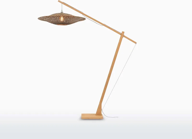 Vloerlamp Bali - Bamboe/Zwart - 19x87x207cm - Scandinavisch,Bohemian - Staande lampen voor Woonkamer - Slaapkamer van GOOD&MOJO in Bruin – productfoto