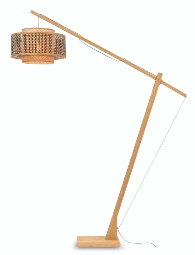 Vloerlamp Bhutan - Bamboe/Zwart - 165x50x207cm - Scandinavisch,Bohemian - Staande lampen voor Woonkamer - Slaapkamer van GOOD&MOJO in Bruin – productfoto