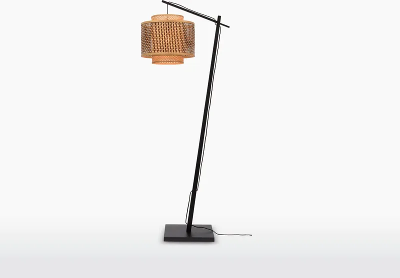 Vloerlamp Bhutan - Bamboe Zwart/Naturel - 68x40x176cm - Scandinavisch,Bohemian - Staande lampen voor Woonkamer - Slaapkamer by GOOD&MOJO in Brown – product photo