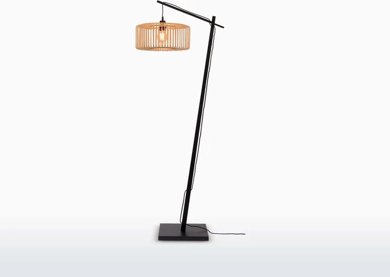 Vloerlamp Bromo - Bamboe Zwart/Naturel - 68x40x176cm - Scandinavisch,Bohemian - Staande lampen voor Woonkamer - Slaapkamer by GOOD&MOJO in Black – product photo