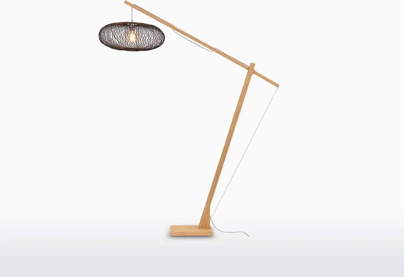Vloerlamp Cango - Bamboe/Zwart - 175x60x207cm - Scandinavisch,Bohemian - Staande lampen voor Woonkamer - Slaapkamer by GOOD&MOJO in Brown – product photo