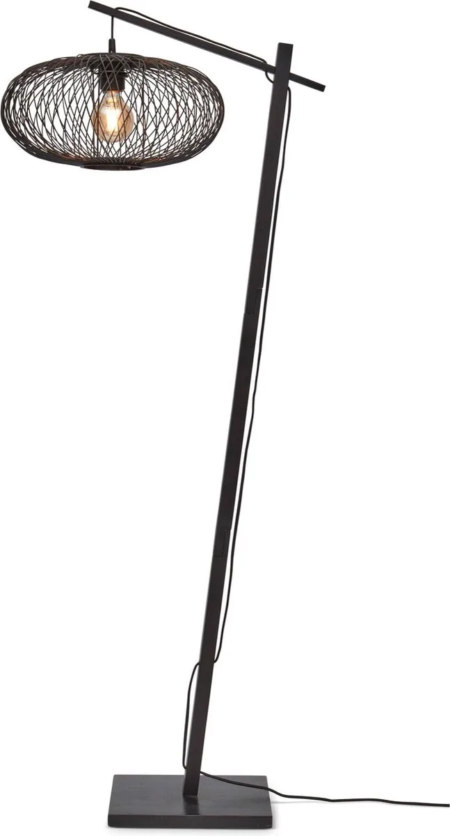 Vloerlamp Cango - Bamboe Zwart/Zwart - 62x40x150cm - Modern - Staande lampen voor Woonkamer - Slaapkamer de GOOD&MOJO en Noir – photo du produit