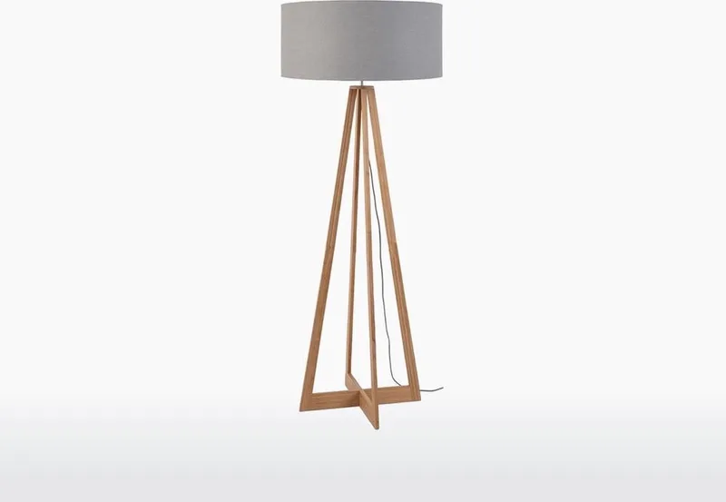 Vloerlamp Everest - Lichtgrijs/Bamboe - Ø60cm - Scandinavisch,Bohemian - Staande lampen voor Woonkamer - Slaapkamer van GOOD&MOJO in Grijs – productfoto
