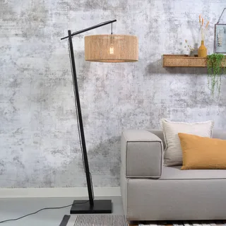 vloerlamp Iguazu, naturel/zwart, Ø 50 cm, cilinder by GOOD&MOJO in Natural, Black – product photo 1 of 5