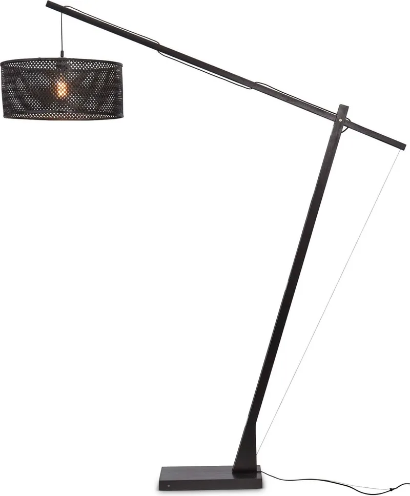 Vloerlamp Java - Bamboe - 175x50x207cm - Modern - Staande lampen voor Woonkamer - Slaapkamer by GOOD&MOJO in Black – product photo