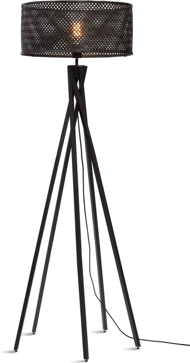 Vloerlamp Java - Bamboe - Ø50x146cm - Modern - Staande lampen voor Woonkamer - Slaapkamer by GOOD&MOJO in Black – product photo