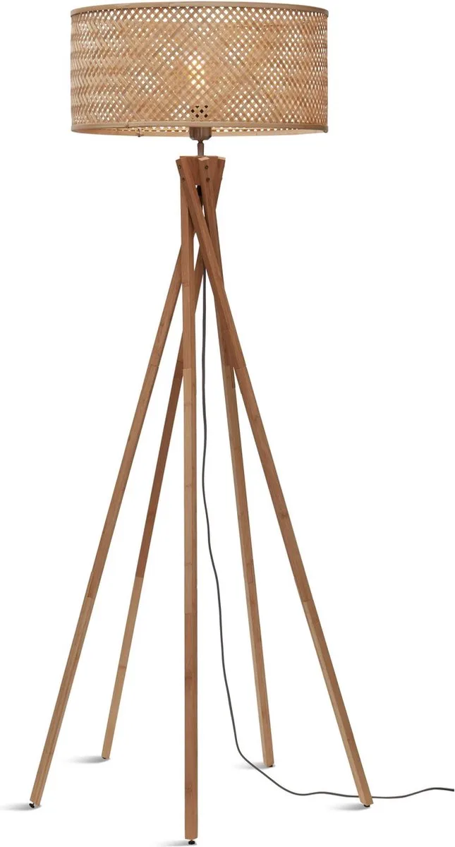 Vloerlamp Java - Bamboe - Ø50x146cm - Modern - Staande lampen voor Woonkamer - Slaapkamer by GOOD&MOJO in Brown – product photo