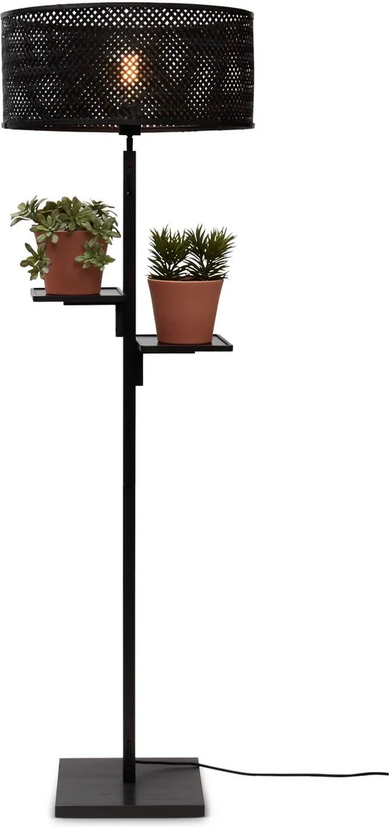 Vloerlamp Java - Bamboe - Ø50x158cm - Bohemian - Staande lampen voor Woonkamer - Slaapkamer by GOOD&MOJO in Black – product photo
