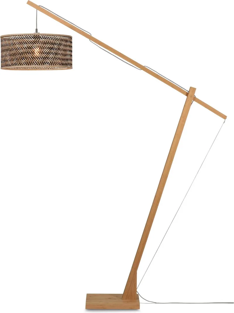 Vloerlamp Java - Bamboe/Zwart - 175x50x207cm - Modern - Staande lampen voor Woonkamer - Slaapkamer by GOOD&MOJO in Brown – product photo