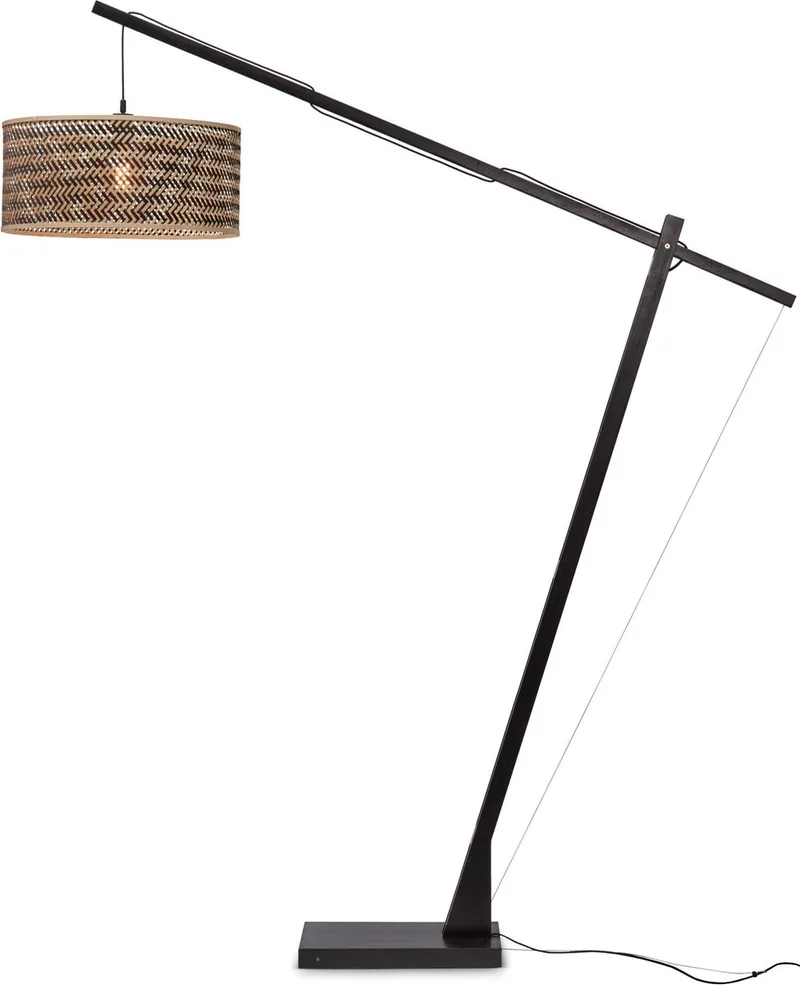 Vloerlamp Java - Bamboe Zwart/Naturel - 175x50x207cm - Modern - Staande lampen voor Woonkamer - Slaapkamer van GOOD&MOJO in Bruin – productfoto
