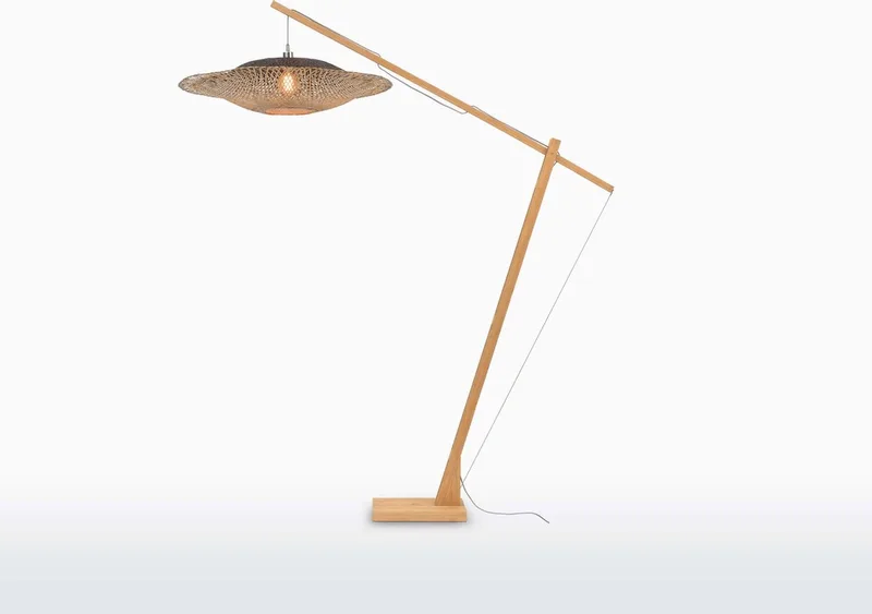 Vloerlamp Kalimantan - Bamboe - 190x87x207cm - Scandinavisch,Bohemian - Staande lampen voor Woonkamer - Slaapkamer by GOOD&MOJO in Brown – product photo