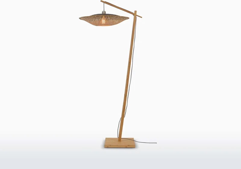 Vloerlamp Kalimantan - Bamboe - 80x60x176cm - Scandinavisch,Bohemian - Staande lampen voor Woonkamer - Slaapkamer by GOOD&MOJO in Brown – product photo