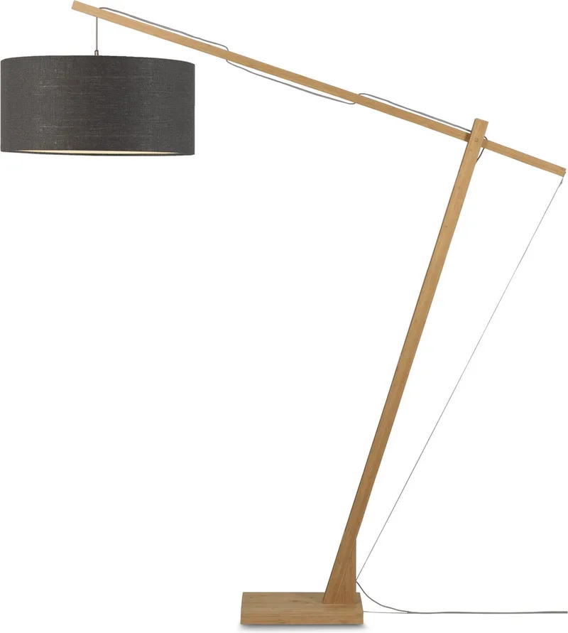 Vloerlamp Montblanc - Bamboe/Donkergrijs - 175x60x207cm - Scandinavisch,Bohemian - Staande lampen voor Woonkamer - Slaapkamer från GOOD&MOJO i Brun – produktbild