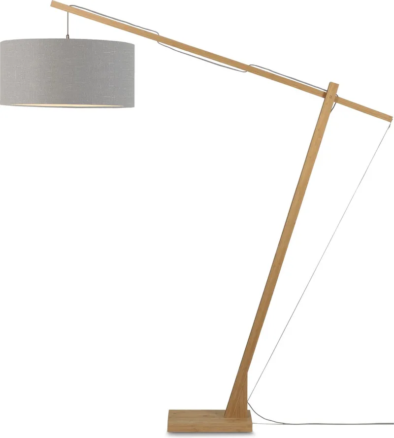 Vloerlamp Montblanc - Bamboe/Lichtgrijs - 175x60x207cm - Scandinavisch,Bohemian - Staande lampen voor Woonkamer - Slaapkamer från GOOD&MOJO i Brun – produktbild