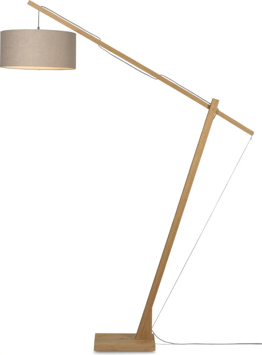 Vloerlamp Montblanc - Bamboe/Taupe - 175x47x207cm - Scandinavisch,Bohemian - Staande lampen voor Woonkamer - Slaapkamer van Good&Mojo in Bruin – productfoto