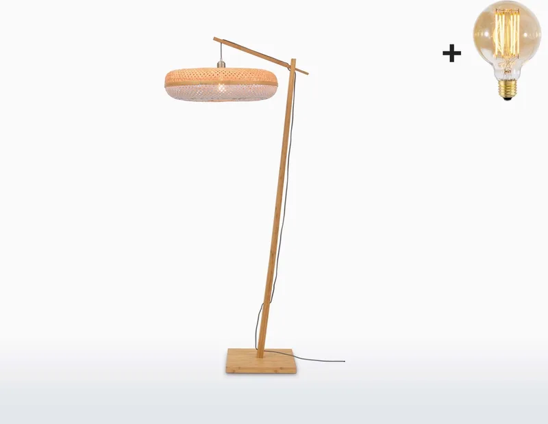 Vloerlamp Palawan - Bamboe - Ø77cm - Scandinavisch,Bohemian - Staande lampen voor Woonkamer - Slaapkamer by GOOD&MOJO in Brown – product photo