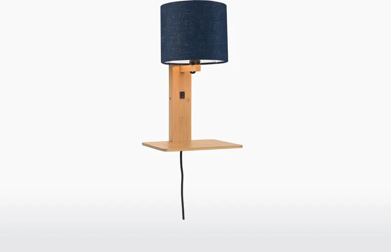 Wandlamp Andes - Bamboe/Blauw - 19x24x36cm - Binnen Scandinavisch,Bohemian van GOOD&MOJO in Bruin – productfoto
