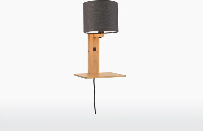 Wandlamp Andes - Bamboe/Donkergrijs - 19x24x36cm - Binnen Scandinavisch,Bohemian by GOOD&MOJO in Brown – product photo