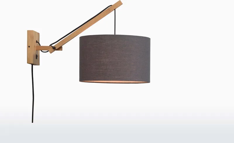 Wandlamp Andes - Bamboe/Donkergrijs - 50x32x45cm - Binnen Scandinavisch,Bohemian by GOOD&MOJO in Brown – product photo