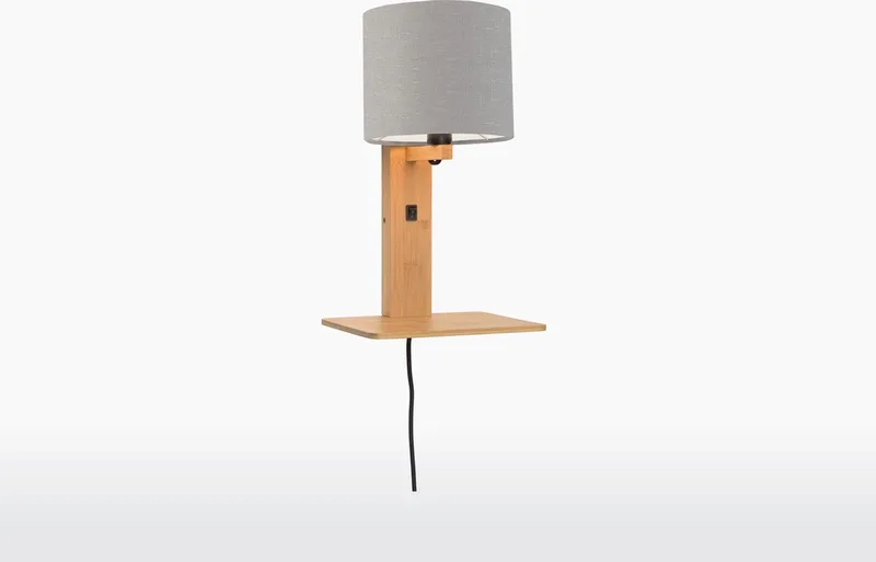 Wandlamp Andes - Bamboe/Lichtgrijs - 19x24x36cm - Binnen Scandinavisch,Bohemian van GOOD&MOJO in Bruin – productfoto