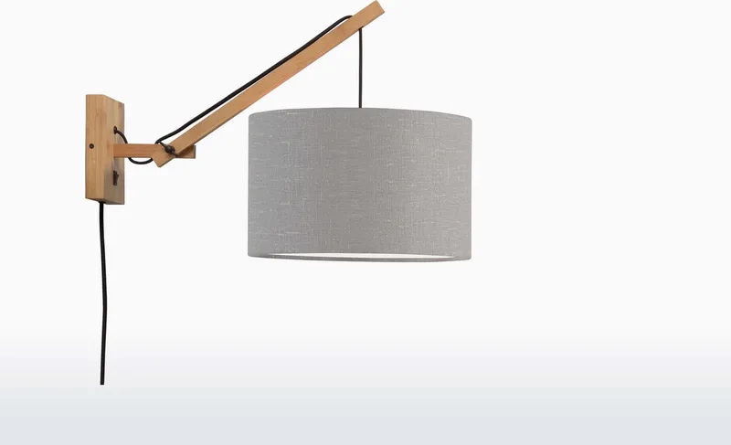 Wandlamp Andes - Bamboe/Lichtgrijs - 50x32x45cm - Binnen Scandinavisch,Bohemian van GOOD&MOJO in Bruin – productfoto