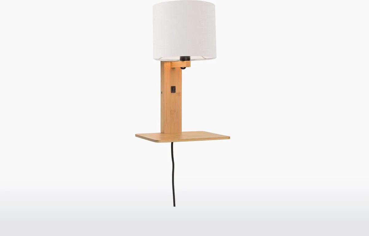 Wandlamp Andes - Bamboe/Wit - 19x24x36cm - Binnen Scandinavisch,Bohemian från Good&Mojo i Brun – produktbild