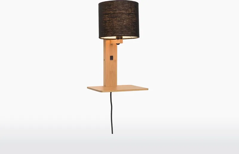 Wandlamp Andes - Bamboe/Zwart - 19x24x36cm - Binnen Scandinavisch,Bohemian by GOOD&MOJO in Brown – product photo