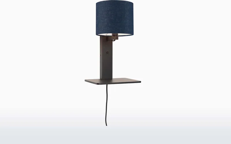 Wandlamp Andes - Bamboe Zwart/Blauw - 19x24x36cm - Binnen Scandinavisch,Bohemian van GOOD&MOJO in Zwart – productfoto