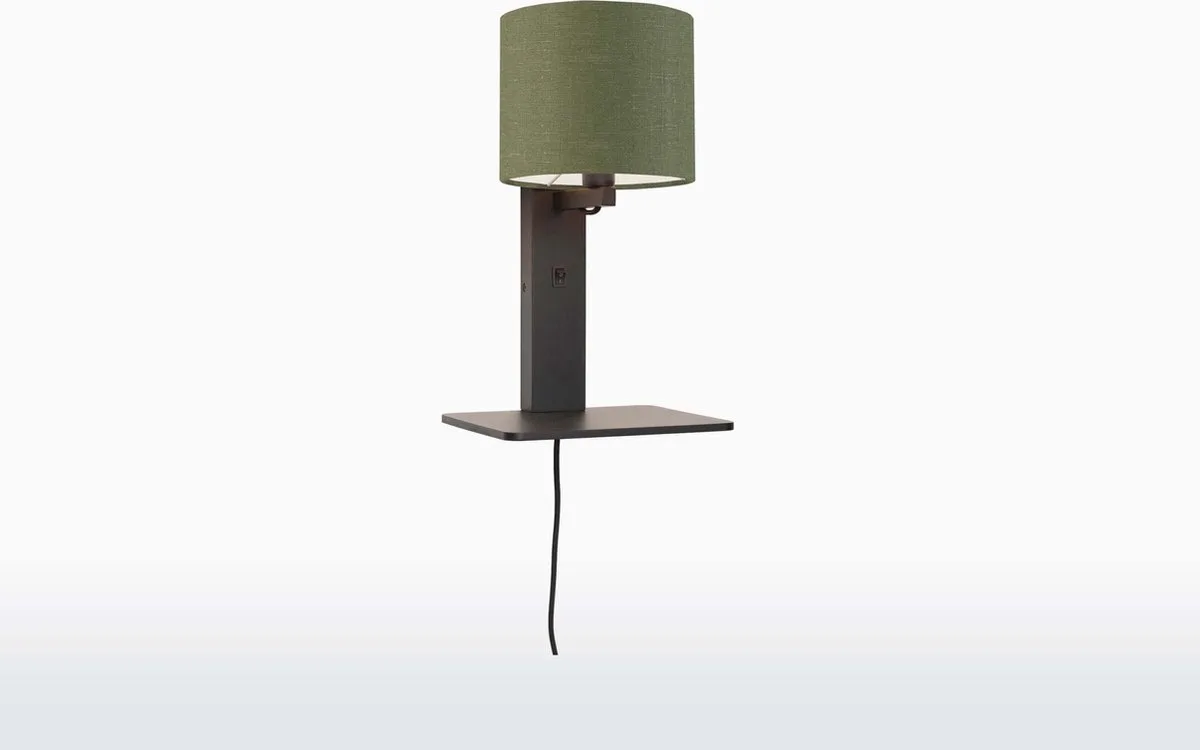 Wandlamp Andes - Bamboe Zwart/Groen - 19x24x36cm - Binnen Scandinavisch,Bohemian by Good&Mojo in Black – product photo