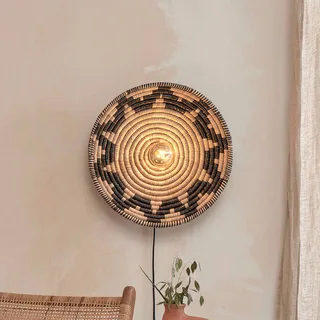 wandlamp Andros, zwart/naturel, stekker, Ø 45 cm van GOOD&MOJO in Natuurkleurig, Zwart – productfoto 1 van 5