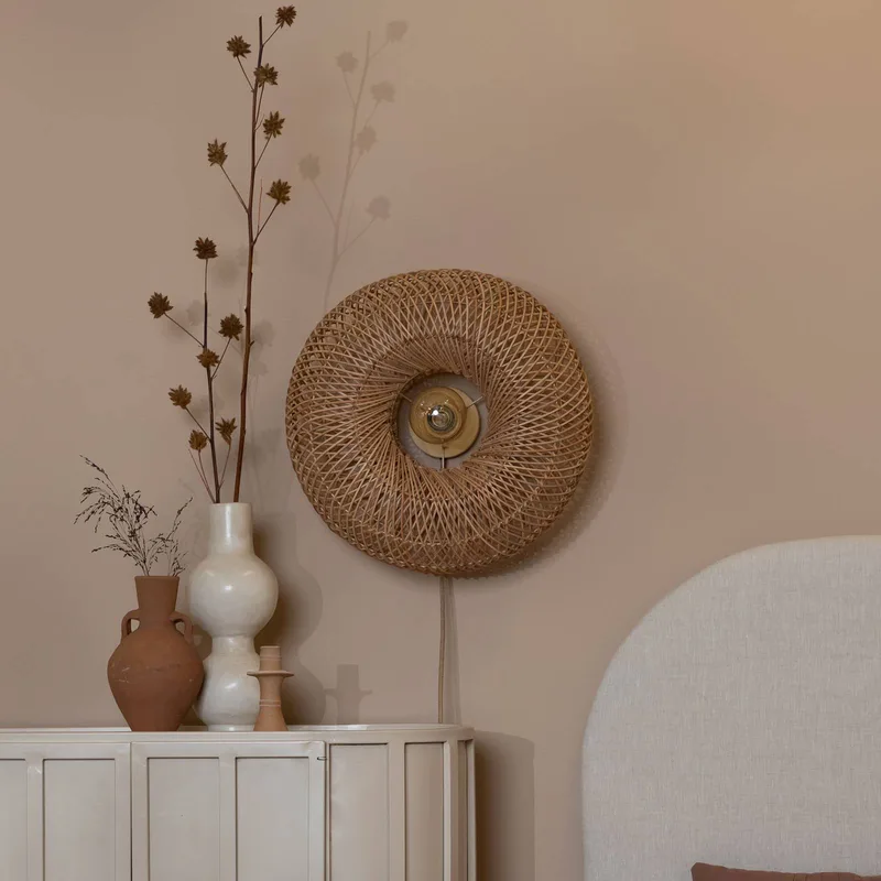wandlamp Arizona, naturel, Ø 50 cm, bamboe stekker van GOOD&MOJO in Natuurlijk bamboe – productfoto 2 van 5
