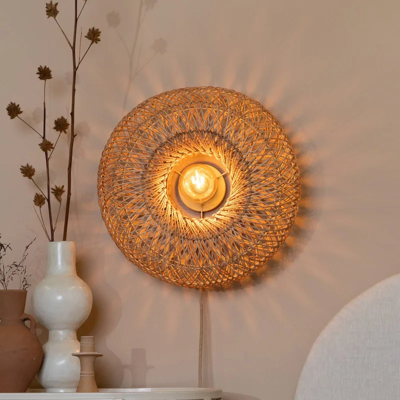 wandlamp Arizona, naturel, Ø 50 cm, bamboe stekker van GOOD&MOJO in Natuurlijk bamboe – productfoto 1 van 5