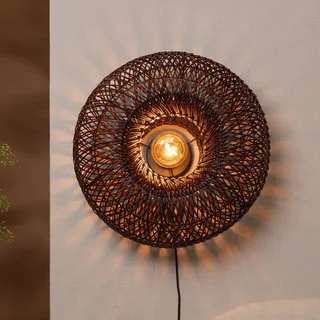wandlamp Arizona, rood, Ø 50 cm, bamboe, stekker van GOOD&MOJO in Bordeauxrood – productfoto 1 van 5