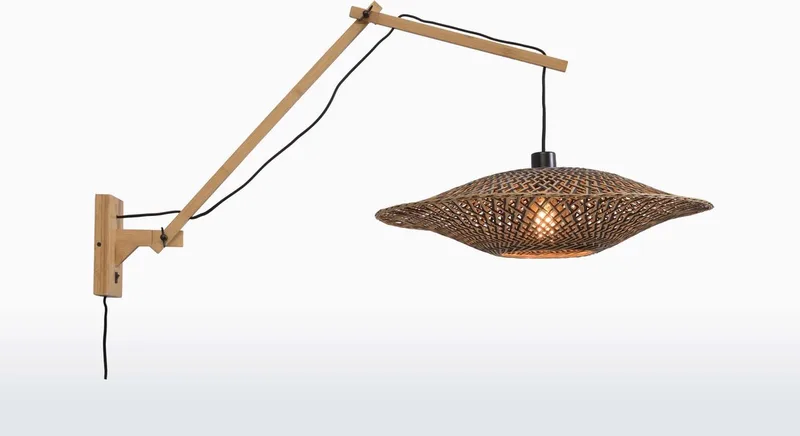 Wandlamp Bali - Bamboe/Zwart - 105x60x55cm - Binnen Scandinavisch,Bohemian by GOOD&MOJO in Brown – product photo