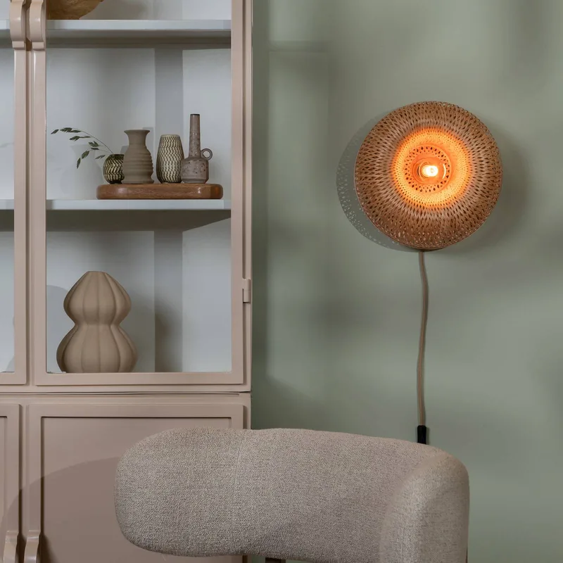 wandlamp Barbados, naturel Ø 35 cm Bamboe stekker by GOOD&MOJO in Natuurlijk bamboe – product photo 2 of 5