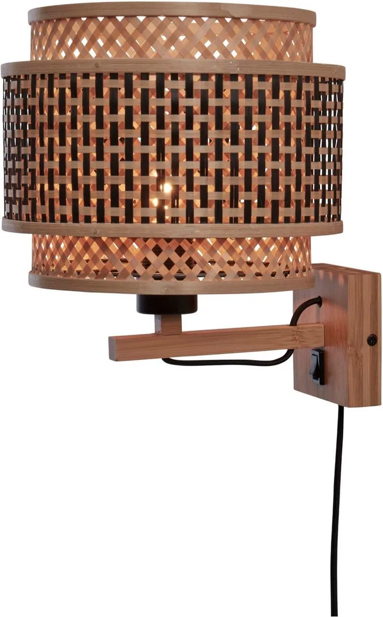 Wandlamp Bhutan - Bamboe - Ø25cm - Binnen Bohemian by GOOD&MOJO in Brown – product photo