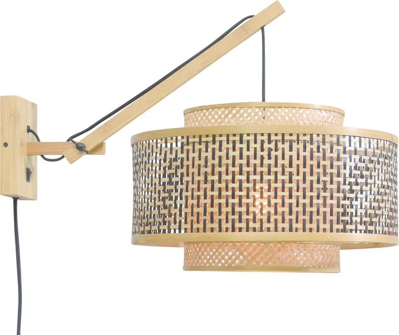 Wandlamp Bhutan - Bamboe/Zwart - 57x50x50cm - Binnen Scandinavisch,Bohemian von GOOD&MOJO in Braun – Produktfoto