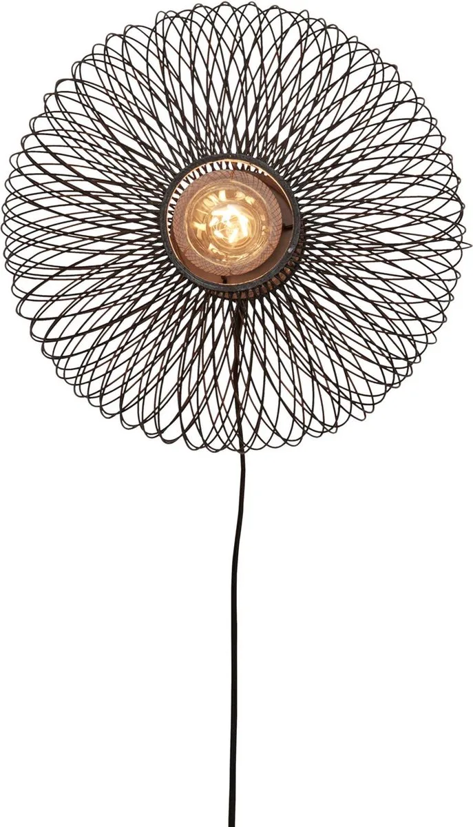 Wandlamp Cango - Bamboe - Ø40cm - Binnen Bohemian van GOOD&MOJO in Zwart – productfoto