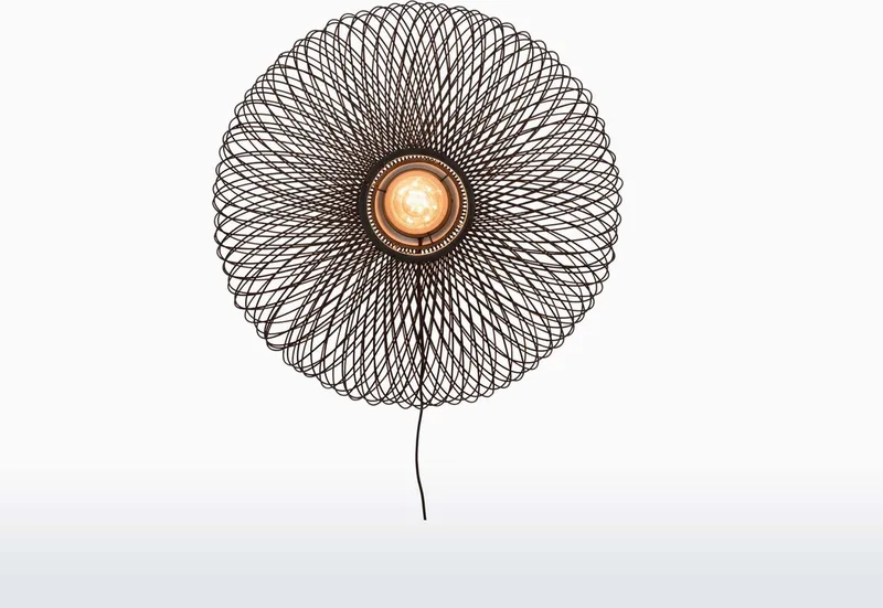 Wandlamp Cango - Bamboe - Ø60cm - Binnen Scandinavisch,Bohemian van GOOD&MOJO in Zwart – productfoto