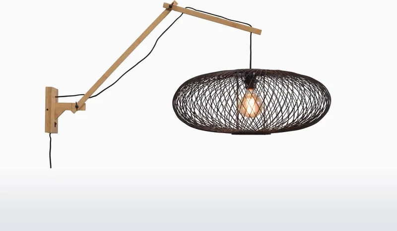 Wandlamp Cango - Bamboe/Zwart - 105x60x60cm - Binnen Scandinavisch,Bohemian fra GOOD&MOJO i Brun – produktbillede